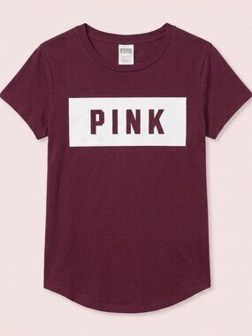 PINK by Victoria's Secret Maroon Logo Short Sleeve T-Shirt